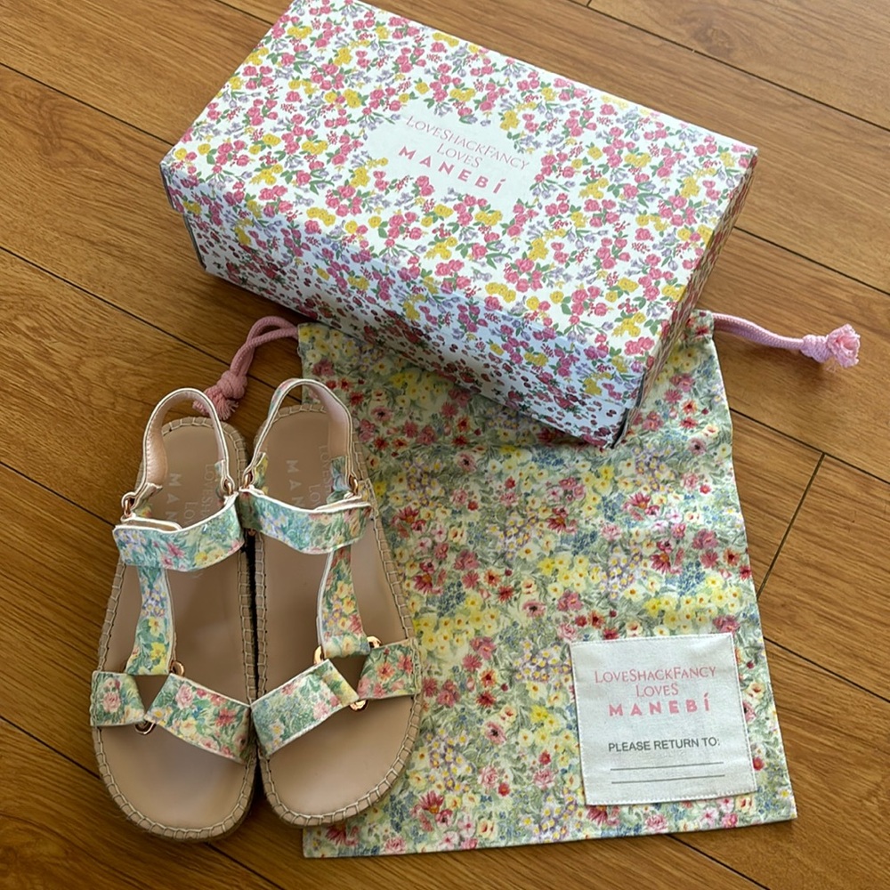 LoveShackFancy Loves Manebi Printed Soft Suede Shoes in Rainbow Skies